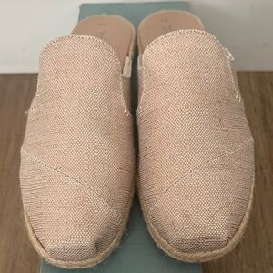 Toms Rose Gold Metallic Woven Espadrilles
